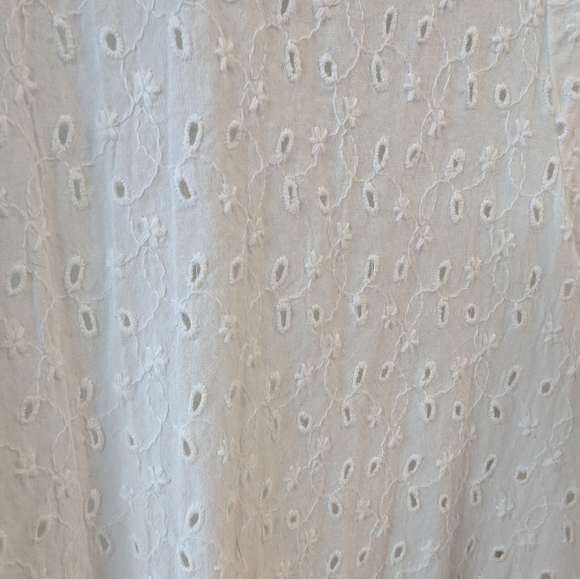 J. Crew Mercantile White Short-Sleeve Eyelet Collared Tie Front Dress, XXL - Picture 4 of 6